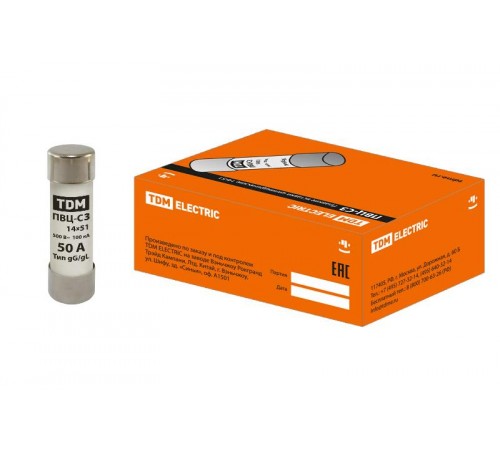 Вставка плавкая ПВЦ-С3 14х51 50А  SQ0729-0021  TDM