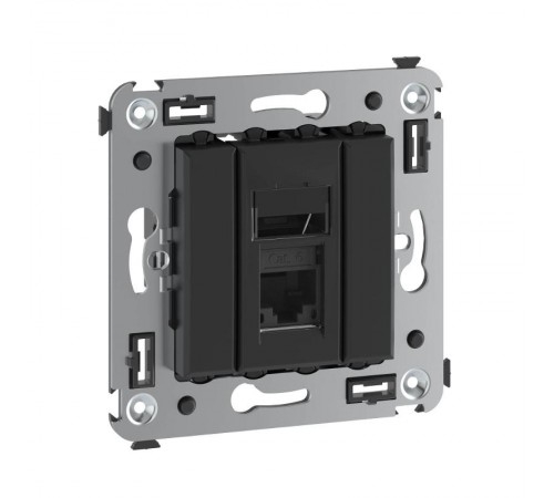 Компьютерная розетка RJ-45 в стену, кат.6А одинарная, "Avanti", "Черный матовый"  4412373  DKC