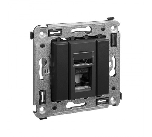 Компьютерная розетка RJ-45 в стену, кат.6А одинарная, "Avanti", "Черный матовый"  4412373  DKC