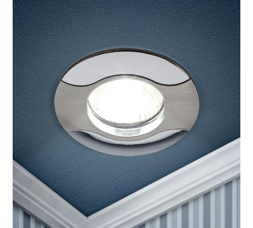 Светильник точечный встраиваемый под лампу KL18 50Вт MR16 сатин никель/хром литой  C0043698  ЭРА