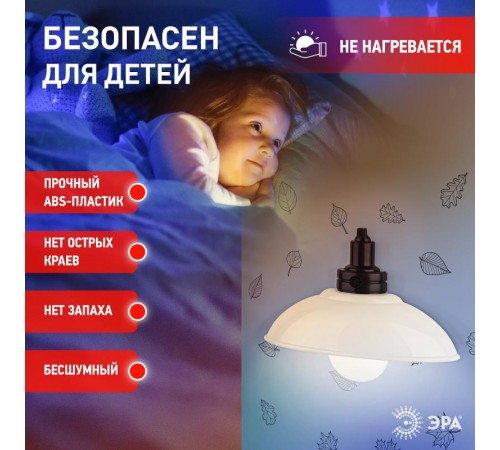 Ночник - светильник светодиодный NLED-487-1W-SW-W настенный на батарейках с выключателем белый  Б0051474  ЭРА