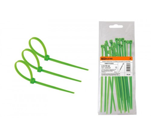 Хомуты нейлоновые 2,5х100мм (зеленый) (25 штук)  SQ0515-0343  TDM