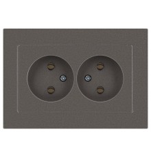 Розетка Intro Accent 6-204-09 2х2P, 16А-250В, IP20, СУ, AL/CU, титан  Б0063433  Intro