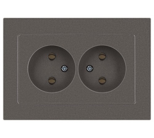 Розетка Intro Accent 6-204-09 2х2P, 16А-250В, IP20, СУ, AL/CU, титан  Б0063433  Intro