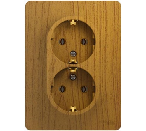 Glossa Дерево Дуб Розетка 2-я с заземлением (в сборе с рамкой)  GSL000524  SE