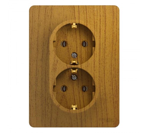 Glossa Дерево Дуб Розетка 2-я с заземлением (в сборе с рамкой)  GSL000524  SE