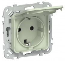 FLITE Розетка с заземлением со шторками с крышкой быстрозажимные клеммы 16А IP44 РСшкр11-1-44-ФлП панг  FI-R16-16-1-44-K92  IEK