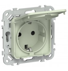 FLITE Розетка с заземлением со шторками с крышкой быстрозажимные клеммы 16А IP44 РСшкр11-1-44-ФлП панг  FI-R16-16-1-44-K92  IEK