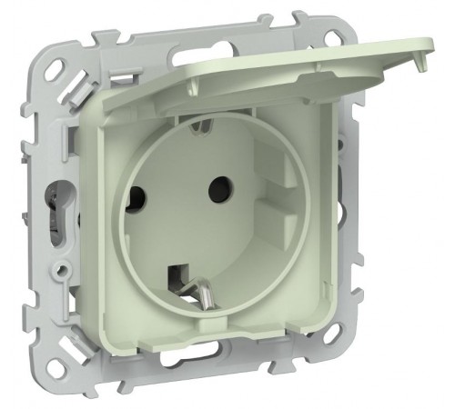 FLITE Розетка с заземлением со шторками с крышкой быстрозажимные клеммы 16А IP44 РСшкр11-1-44-ФлП панг  FI-R16-16-1-44-K92  IEK