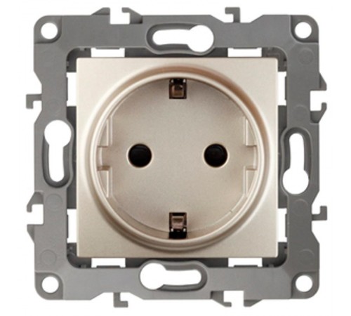 Розетка 12-2102-04 с заземлением со шторками, 16АХ-250В,  шампань  Б0014690  ЭРА