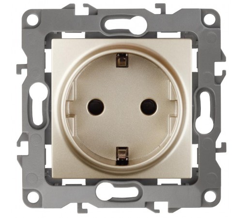 Розетка 12-2102-04 с заземлением со шторками, 16АХ-250В,  шампань  Б0014690  ЭРА