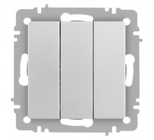 Выключатель Intro Accent 6-106-03 тройной, 10А-250В, IP20, СУ, AL/CU, алюминий  Б0063536  Intro