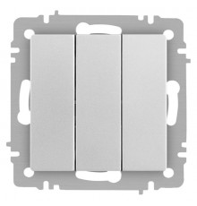 Выключатель Intro Accent 6-106-03 тройной, 10А-250В, IP20, СУ, AL/CU, алюминий  Б0063536  Intro