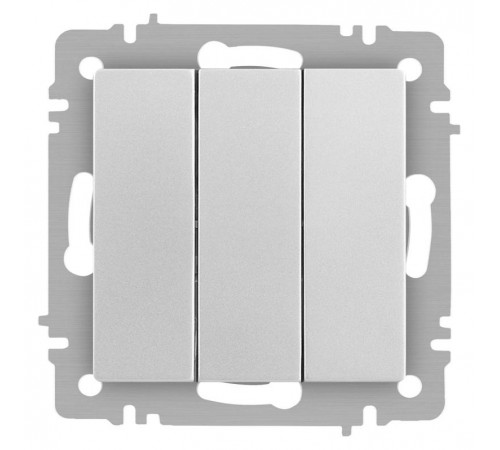 Выключатель Intro Accent 6-106-03 тройной, 10А-250В, IP20, СУ, AL/CU, алюминий  Б0063536  Intro