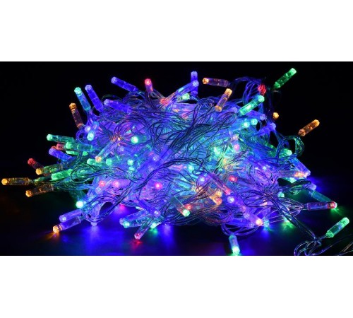 Гирлянда светодиодная нить 10м 100RGB IP44 прозрачный шнур 230В контр. 8 режимов  LGDU111-3-100-10-T-S-44  IEK