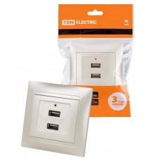 Розетка 2USB порт 2,1А 5В перламутр "Лама"  SQ1815-0841  TDM