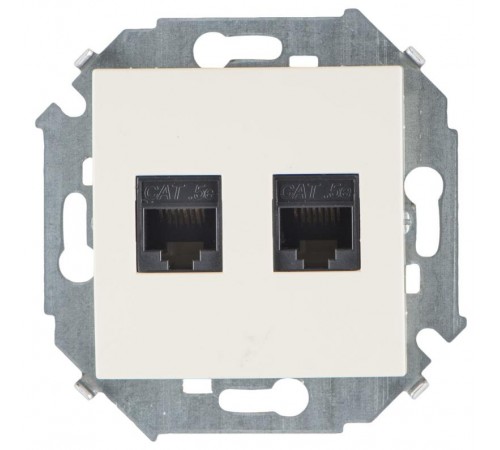 Simon 15 Сл. кость Розетка компьютерная двойная RJ45 кат.5e (AMP)  1591552-031  Simon