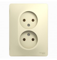 Glossa Бежевый Розетка 2-я без заземления (в сборе с рамкой)  GSL000220  SE