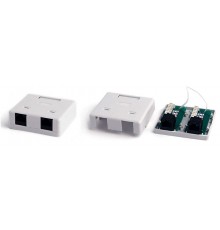 Розетка компьютерная RJ-45(8P8C) SB1-2-8P8C-C5e-WH, категория 5e, двойная, внешняя, Dual IDC  430234  Hyperline 