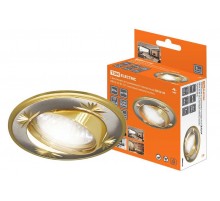 Светильник точечный встраиваемый под лампу поворотный СВ 02-04 MR16 50Вт G5.3 матовый никель/золото  SQ0359-0010  TDM