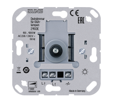 Роторный диммер для ламп накаливания 230V, 100 ... 1000W, с нажимным включением; универсальные встраиваемые механизмы  211GDE  Jung