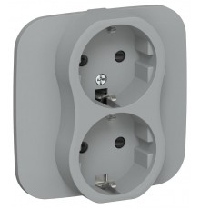 FLITE Розетка 2-ая с заземлением со шторками 16А РСш12-0-А-ФлС серый  FI-R24A-16-K03  IEK