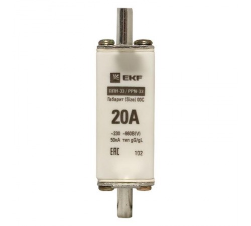 Плавкая вставка ППН-33 100/ 20А габарит 00С  fus-33/100/20  EKF