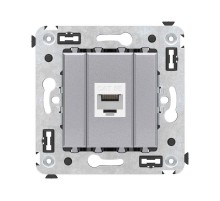 Компьютерная розетка RJ-45 без шторки в стену, кат.5е одинарная, "Avanti", "Закаленная сталь"  4404663  DKC