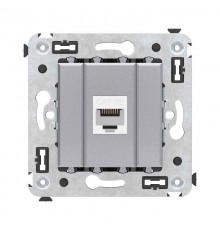 Компьютерная розетка RJ-45 без шторки в стену, кат.5е одинарная, "Avanti", "Закаленная сталь"  4404663  DKC