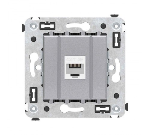 Компьютерная розетка RJ-45 без шторки в стену, кат.5е одинарная, "Avanti", "Закаленная сталь"  4404663  DKC