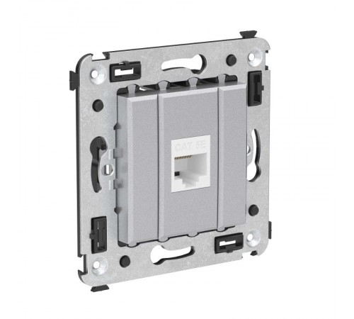 Компьютерная розетка RJ-45 без шторки в стену, кат.5е одинарная, "Avanti", "Закаленная сталь"  4404663  DKC