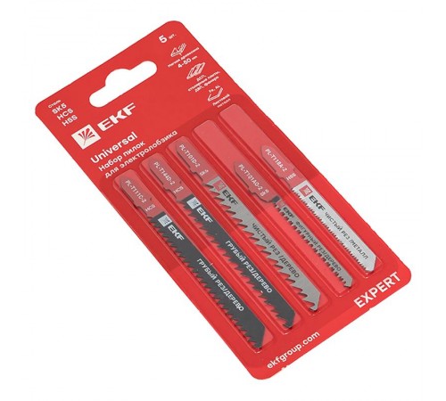Набор пилок для электролобзика Universal (дерево,металл)(SK5+HSS)(5 шт)  npl-set-5  EKF