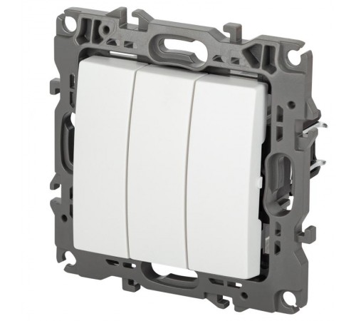 Выключатель ЭРА Серия 12 12-1107-01М тройной, 10АХ-250В, белый матовый   Б0065680  ЭРА