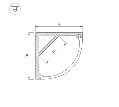 Профиль алюминиевый для светодиодной ленты ARH-KANT-H16-2000 ANOD  016178  Arlight