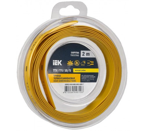 Трубка термоусадочная ТТУ нг-LS 10/5 желтая (2м/упак) IEK  UDR12-010-005-002-K05-T  IEK