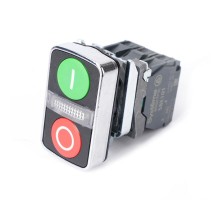 Кн SB4 двойн в сборе модуль 22мм з "I"+сигн лампа+кр "О" металл 24ВDC 1НО+1НЗ  SB4BW7A3741B5  SE