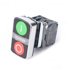 Кн SB4 двойн в сборе модуль 22мм з "I"+сигн лампа+кр "О" металл 24ВDC 1НО+1НЗ  SB4BW7A3741B5  SE