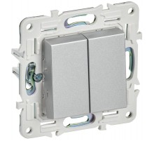 SKANDY Выключатель 2-клавишный 10А SK-V04S серебряный  SK-V20-0-10-K23  IEK