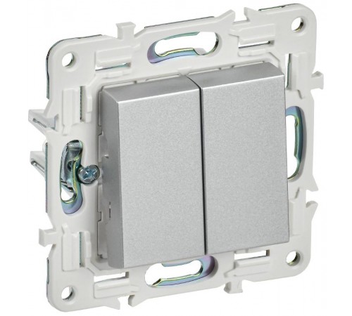 SKANDY Выключатель 2-клавишный 10А SK-V04S серебряный  SK-V20-0-10-K23  IEK