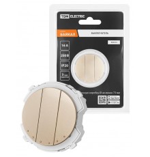 Выключатель 3-кл. 16А 250В шампань, "Байкал"   SQ1819-0535  TDM