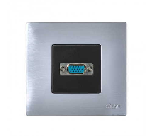 Simon 27 Розетка для подключения VGA-разъёма, HD15, винтовое соединение, широкий модуль, S27, графит  2700091-038  Simon