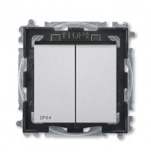 ABB Levit Серебро / дымчатый чёрный Выключатель 2-кл. IP44  3559H-A05940 70  2CHH595940A4070  ABB