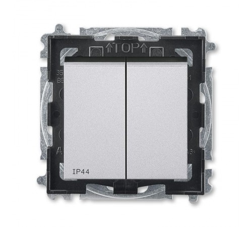 ABB Levit Серебро / дымчатый чёрный Выключатель 2-кл. IP44  3559H-A05940 70  2CHH595940A4070  ABB