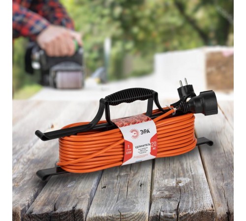 Удлинитель силовой UFx-1e-3x1-20m на рамке с заземлением 1 розетка 20м ПВС 3х1мм2  Б0048666  ЭРА