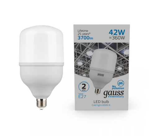 Лампа светодиодная Elementary LED T120 E27 42W 3700lm 180-240V 6500K 1/12  63234  Gauss