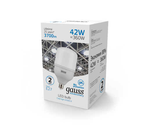 Лампа светодиодная Elementary LED T120 E27 42W 3700lm 180-240V 6500K 1/12  63234  Gauss