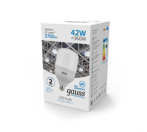 Лампа светодиодная Elementary LED T120 E27 42W 3700lm 180-240V 6500K 1/12  63234  Gauss