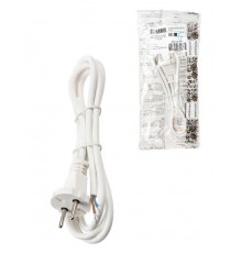 Шнур сетевой с вилкой ПВСмб 2x0,75мм2 1,5м б/з белый Народный  SQ1305-0571  TDM
