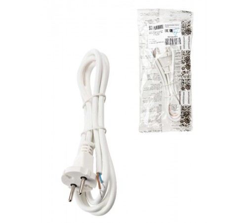 Шнур сетевой с вилкой ПВСмб 2x0,75мм2 1,5м б/з белый Народный  SQ1305-0571  TDM
