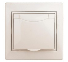 Розетка Intro Plano 1-203-02 с заземлением 2P+E Schuko с крышкой, 16А-250В, IP20, СУ, слоновая кость   Б0053890  Intro